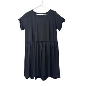 Entro dress women's medium black short sleeve soft knit tunic top